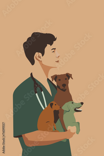 veterinarian with animals