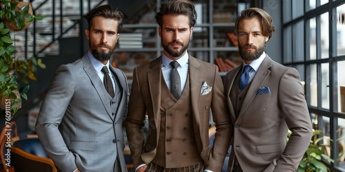 Men in Business: Showcasing Stylish and Professional Fashion Trends. Concept Business Attire, Men's Fashion, Professional Looks, Style Trends