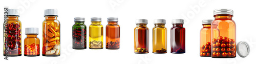 Prescription medication bottles  Hyperrealistic Highly Detailed Isolated On Transparent Background Png File