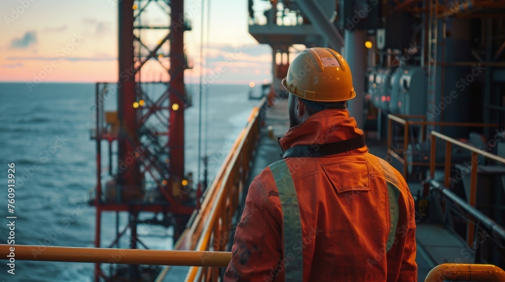 worker performing a task checking the functions of a pneumatic control valve in an offshore oil and gas process platform, technician worker performing a task checking the functions of a pneumatic control valve in an offshore oil and gas process platform, technician