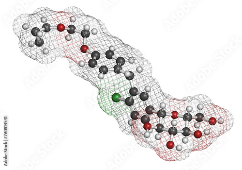 Bexagliflozin diabetes drug molecule. photo