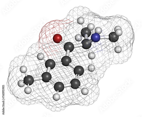 3-MMC (metaphedrone, 3-methylmethcathinone) designer drug molecule.