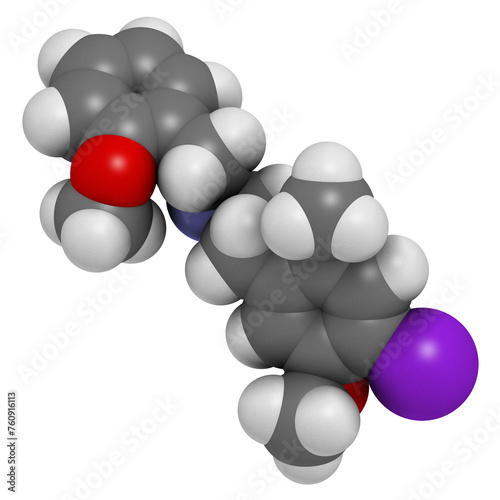 25I-NBOMe hallucinogenic designer drug molecule.