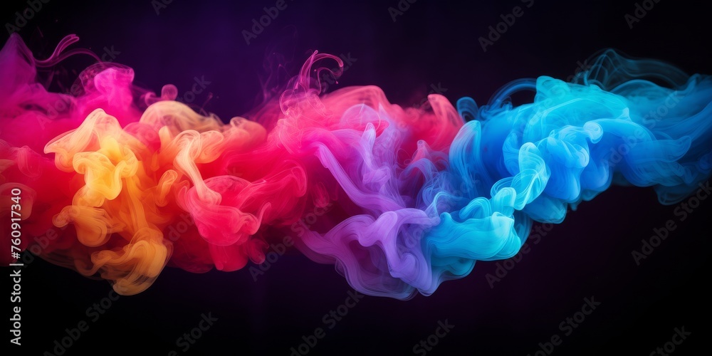 Vibrant Colored Smokes on Black Background