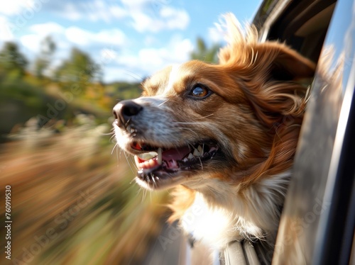 dog looks out of car window