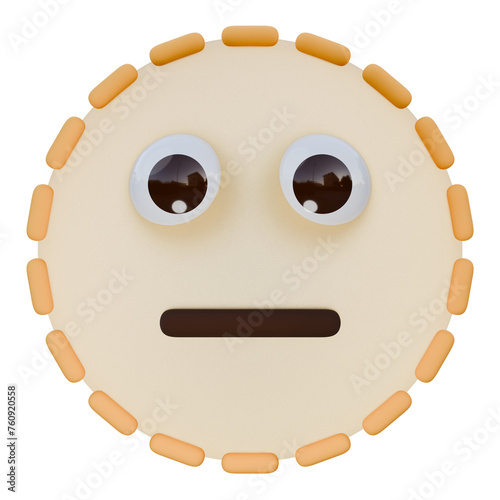 dotted line face 3d emoji illustration