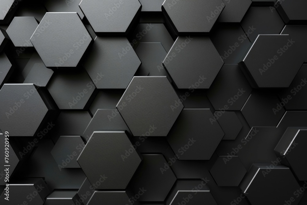 Modern Black Hexagon Texture for High-Tech Design - obrazy, fototapety, plakaty 