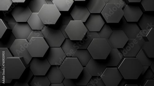 Sleek Black Hexagonal Pattern Background photo