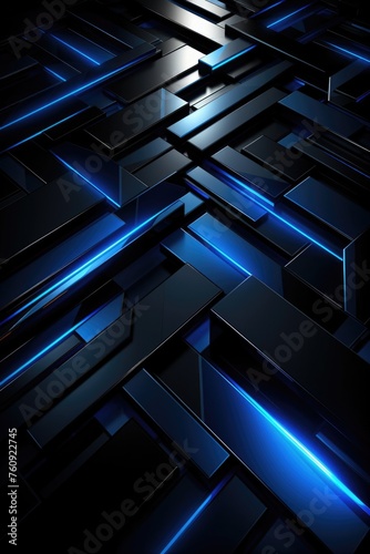 Futuristic Black and Blue Geometric Abstract Background