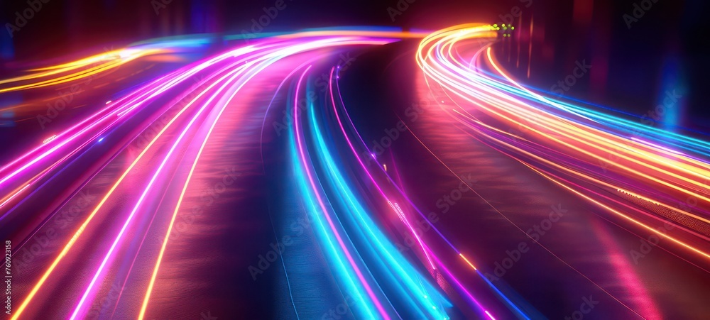 a highway with light traces of cars in a long time exposure a highway with light traces of cars in a long time exposure
