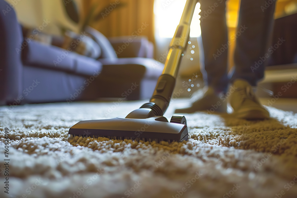 Person Using Vacuum Cleaner on Carpet Person Using Vacuum Cleaner on Carpet