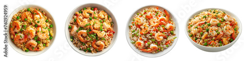 Shrimp Fried Rice  Hyperrealistic Highly Detailed Isolated On Transparent Background Png File