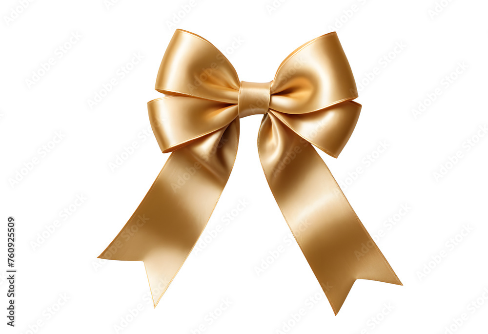 Golden satin ribbon bow isolated on transparent background Golden satin ribbon bow isolated on transparent background
