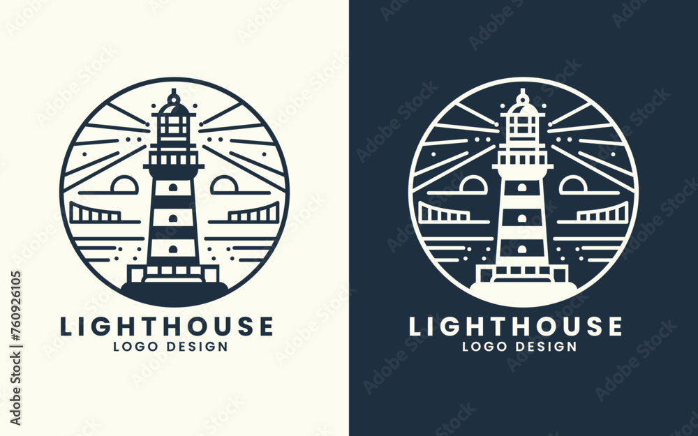 Simple lighthouse symbol sign concept logo design vector template
