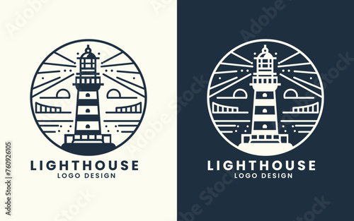 Simple lighthouse symbol sign concept logo design vector template