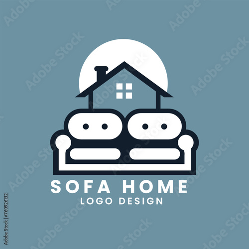 Modern home building interior sofa furniture icon logo design vector template