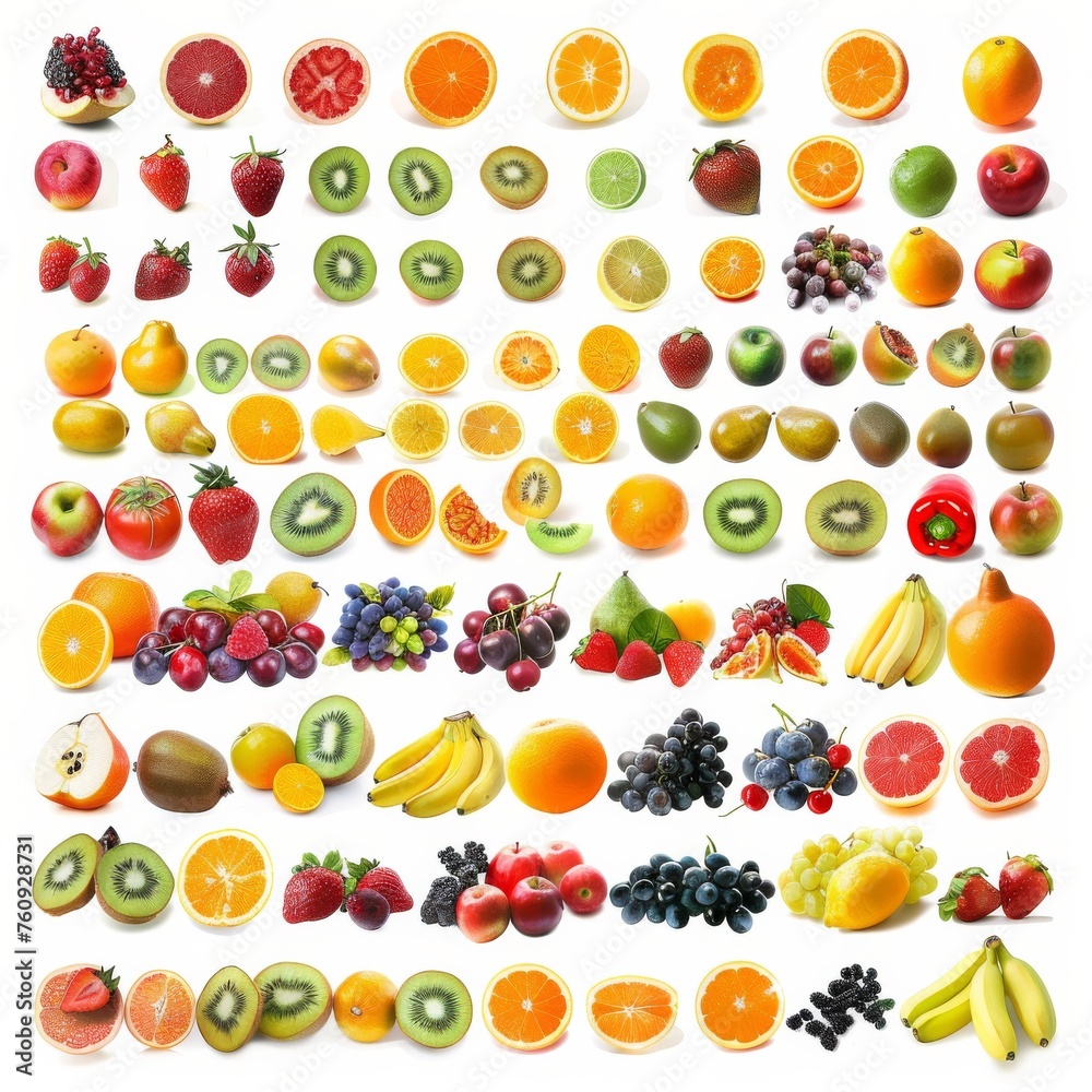 fruits set isolated on white background