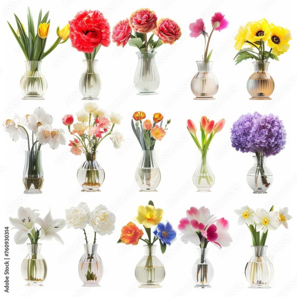 flowers in vase decor isolated on white background flowers in vase decor isolated on white background