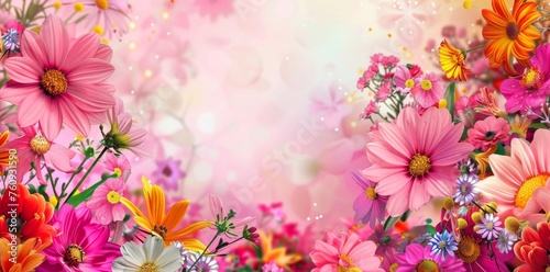flowers decor on a pink background © Андрей Трубицын