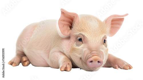 Cute baby piglet isolated on a white background as transparent PNG, farm animal