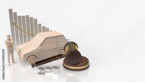 The  car and wood hammer for Auction cars concept 3d rendering. photo