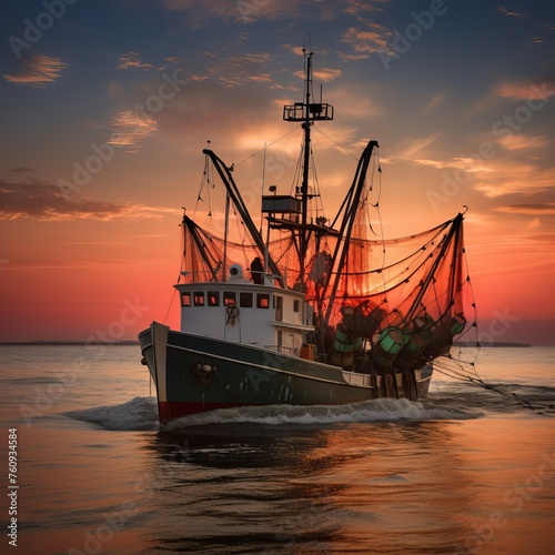 Marine shrimp fishing boat in the Gulf.