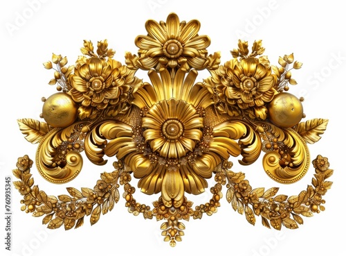 vintage gold royal decor elements isolated on white background