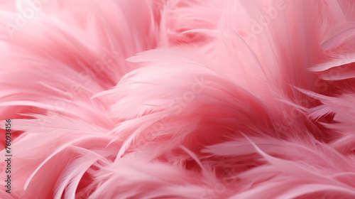 Close up of light pink luxurious feather background with copying spaces. Generative AI © kovalovds