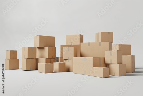 Stacks of cardboard boxes white © InfiniteStudio