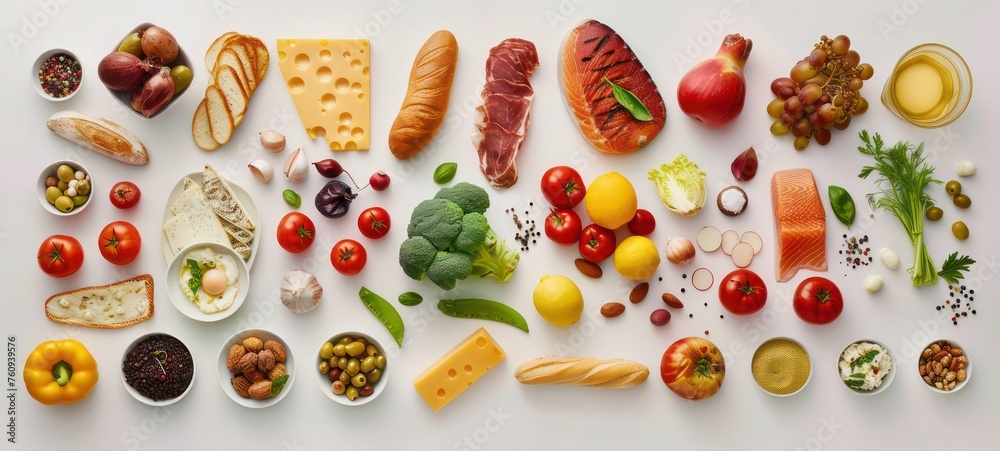 Set of food on a white background Set of food on a white background