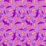 Easter cartoon vegetable seamless carrot and rabbits pattern for wrapping paper and fabrics and linens and kids print