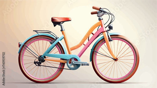 Color illustration of a bicycle concept art. Bicycle drawing with paints. Bicycle design stylized illustration vector. Sporting goods store art. Sale and purchase of bicycles.