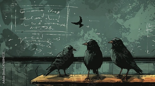 A whimsical comic strip featuring birds attending a school for gifted flyers photo