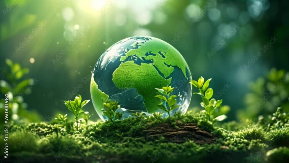 planet earth in a forest green energy and ecology concept Generative AI planet earth in a forest green energy and ecology concept Generative AI