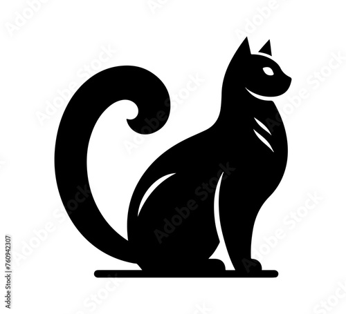 Fototapeta Naklejka Na Ścianę i Meble -  Black cat simple minimal vector illustration graphic