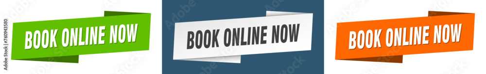 book online now banner. book online now ribbon label sign set book online now banner. book online now ribbon label sign set