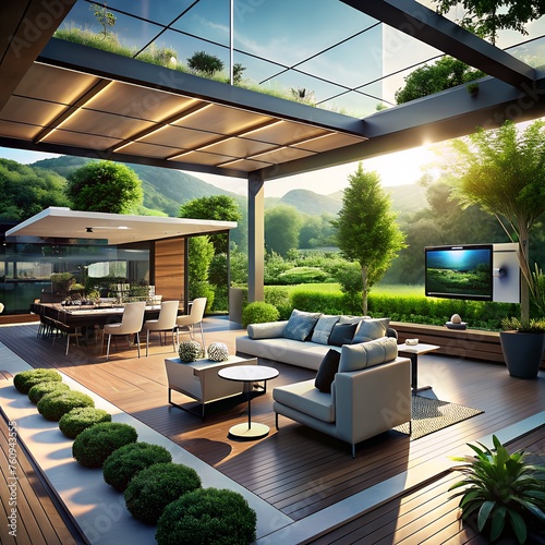  smart outdoor patio connected to a smart house