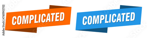 complicated banner. complicated ribbon label sign set