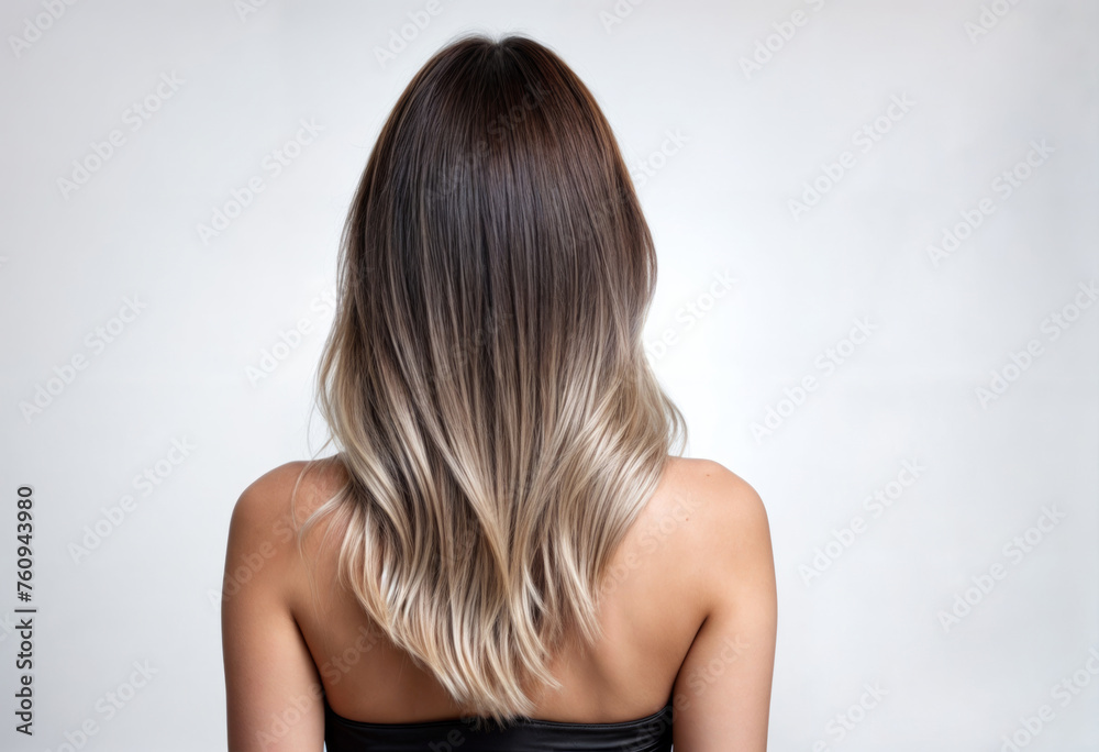 Elegant Ombre Hair Transition on Woman's Straight Locks Elegant Ombre Hair Transition on Woman's Straight Locks