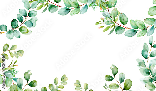 Wallpaper Mural watercolor floral flower frame, broder for decorative, invitation, greeting, wedding Torontodigital.ca