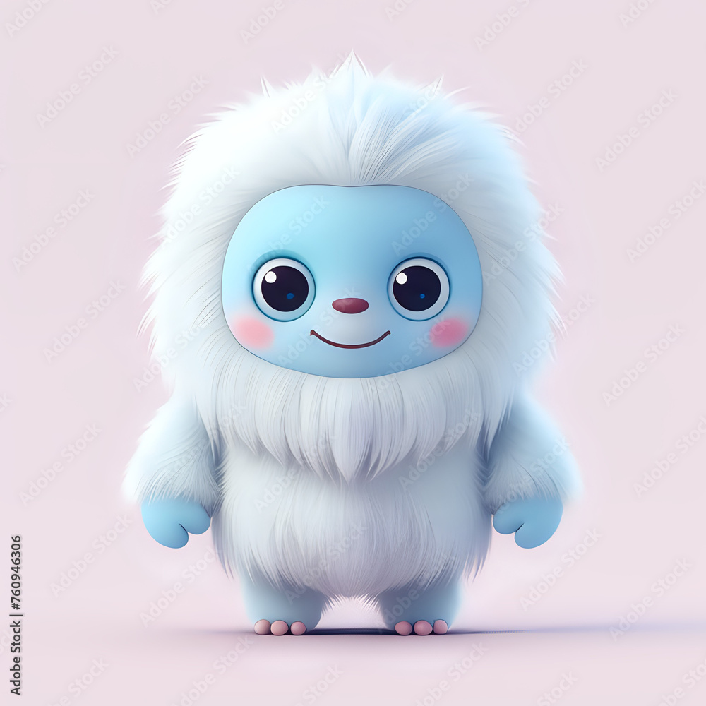 Cute cartoon yeti kawaii style - generated by ai Cute cartoon yeti kawaii style - generated by ai