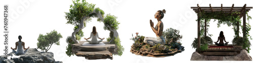  Yoga poses in a tranquil outdoor space Hyperrealistic Highly Detailed Isolated On Transparent Background Png File photo