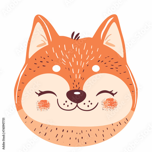 free vector cute shiba inu face with happy emotions