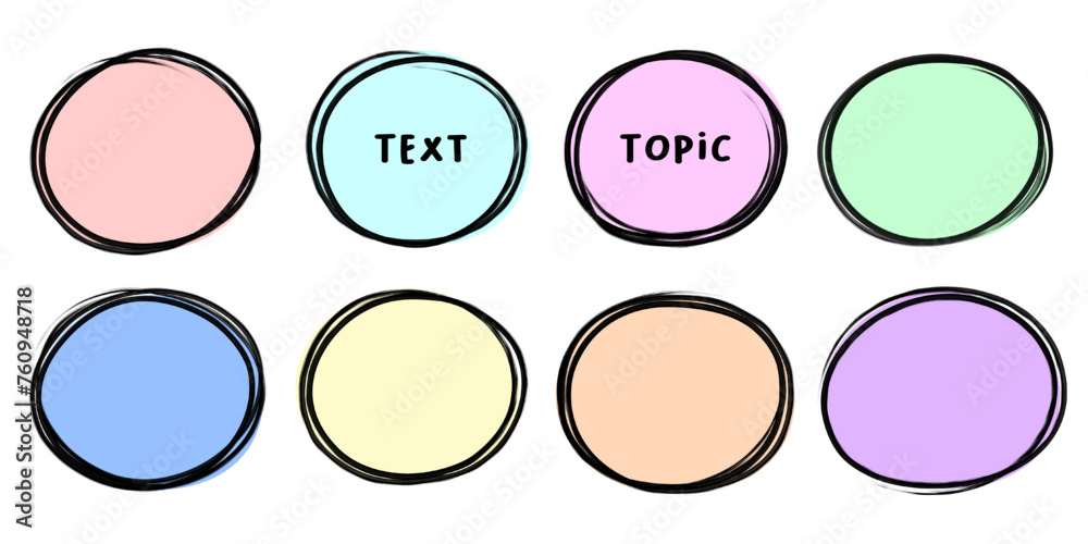 Circle Text Box Topic Lorem Ipsum Shape Hand Drawn Frame Round Curve Vector Pastel Colors. Art Element Decoration Design Speech Button on Transparent Background Circle Text Box Topic Lorem Ipsum Shape Hand Drawn Frame Round Curve Vector Pastel Colors. Art Element Decoration Design Speech Button on Transparent Background