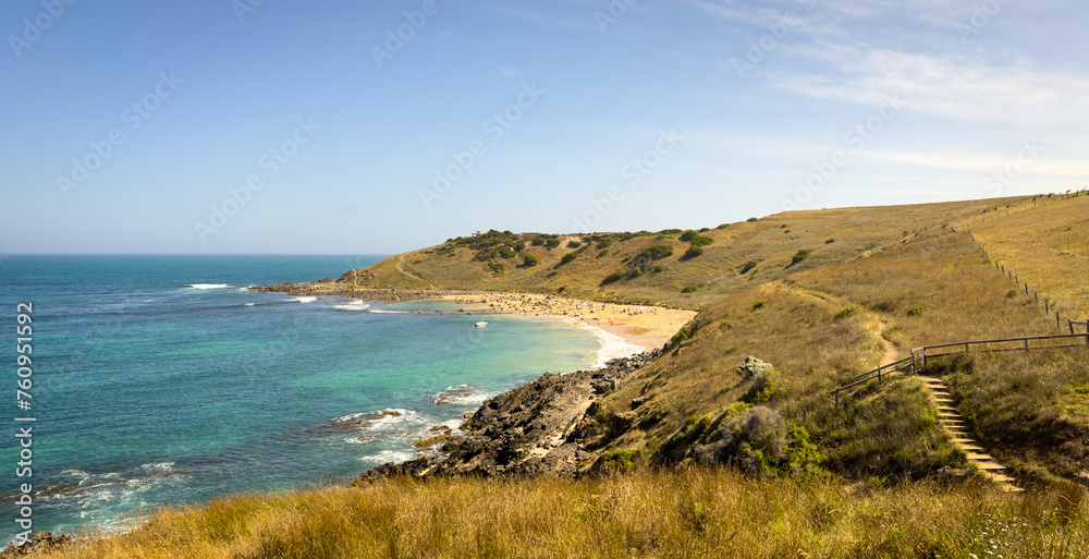 View of the coastline along the Heysen Trail at Kings Beach in Victor Harbor on the Fleurieu Peninsula, South Australia View of the coastline along the Heysen Trail at Kings Beach in Victor Harbor on the Fleurieu Peninsula, South Australia