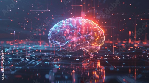 Advanced artificial intelligence depicted as a glowing brain with complex neural networks