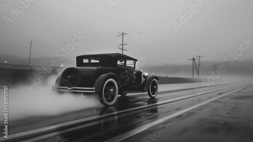 Sepia-Toned Snapshot of a Vibrant 1920s Vintage Cars, and Architectural Charm. Perfect for wallpapers, backgrounds