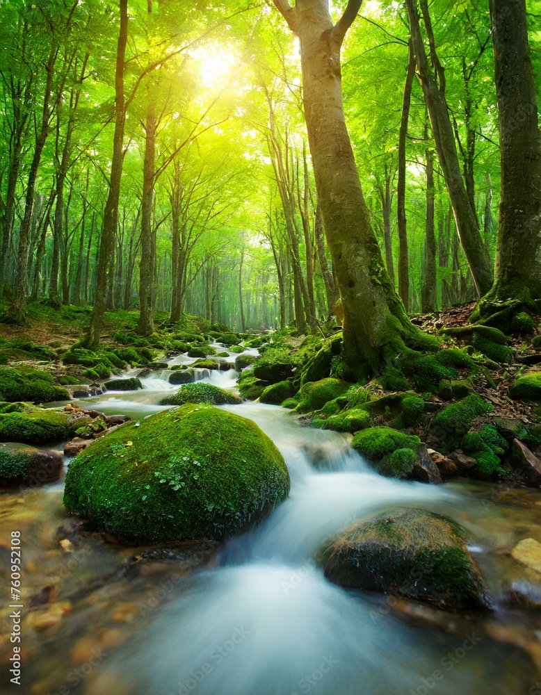 stream in the green forest stream in the green forest