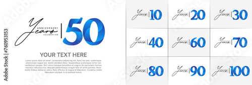 Set of Anniversary Logotype blue and black color can be use for special day celebration