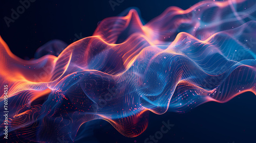 A mesmerizing abstract wireframe futuristic dark blue background  featuring dynamic shapes and vibrant colors  perfect for modern design projects and sci-fi concepts